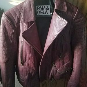 Pam and Gela Maroon Leather Jacket